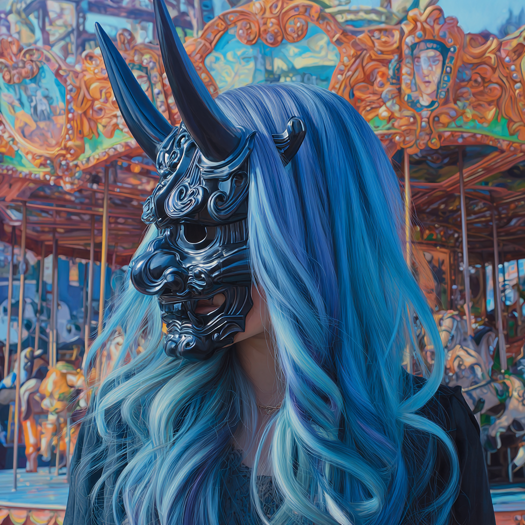 cloversecret_A_surreal_painting_of_a_mysterious_woman_with_long_f5706e93-03af-4fd2-b2d3-e97de45149d3